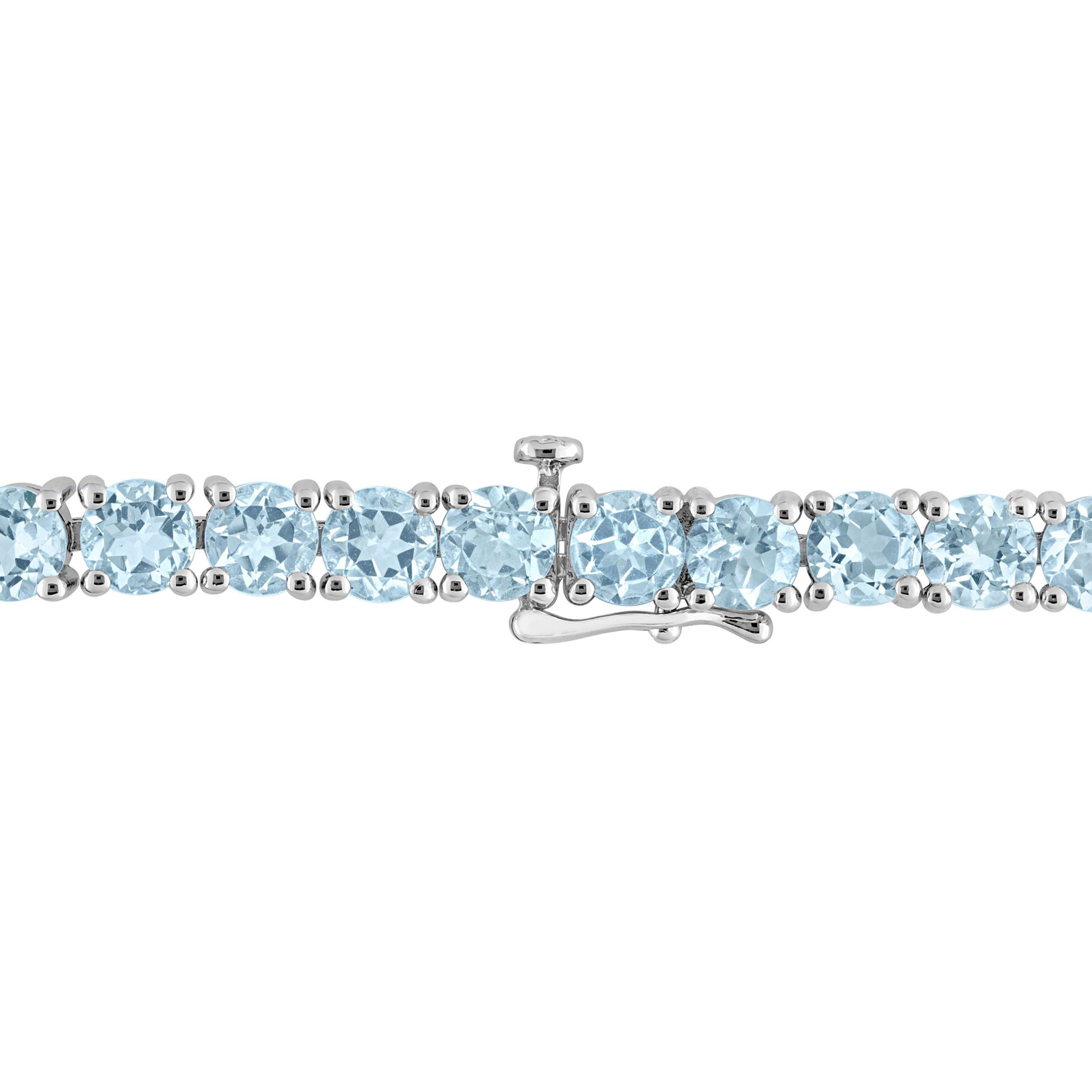 18.5 CT TGW Sky Blue Topaz Tennis Bracelet in Sterling Silver