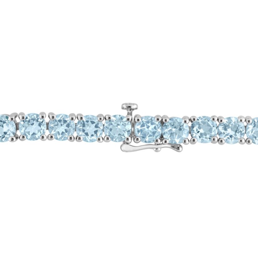 18.5 CT TGW Sky Blue Topaz Tennis Bracelet in Sterling Silver