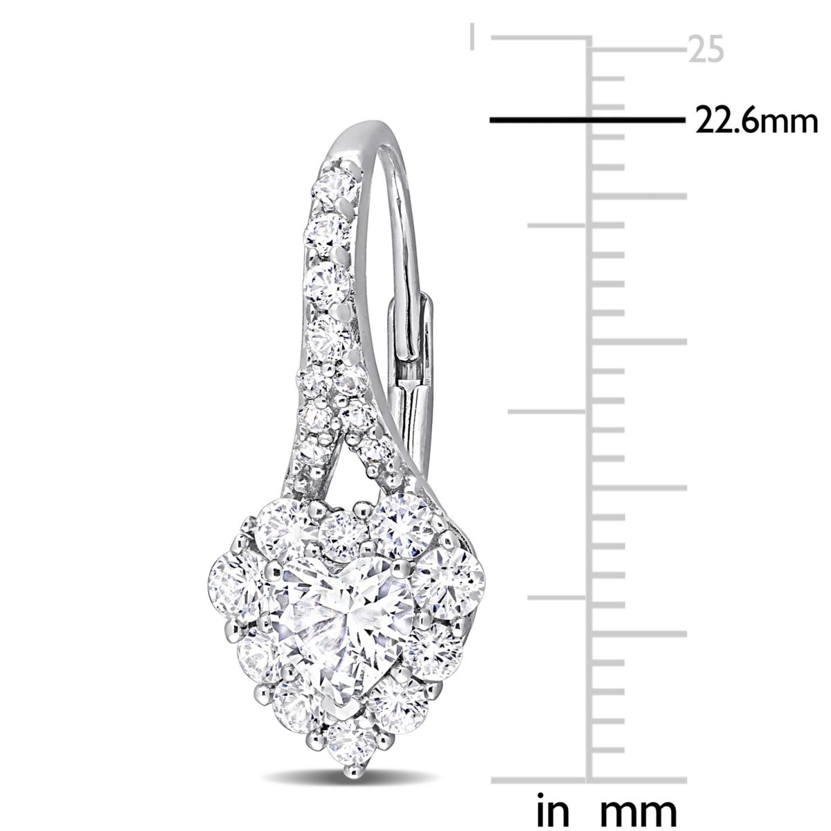 Lab Created 2.42 ct. t.g.w. Created White Sapphire Halo Heart Earrings in Sterling Silver