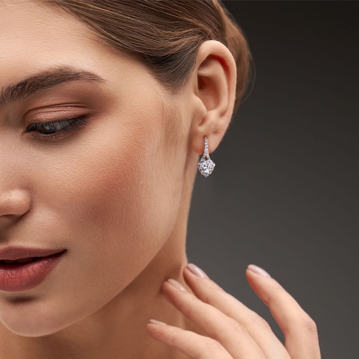 Lab Created 2.42 ct. t.g.w. Created White Sapphire Halo Heart Earrings in Sterling Silver