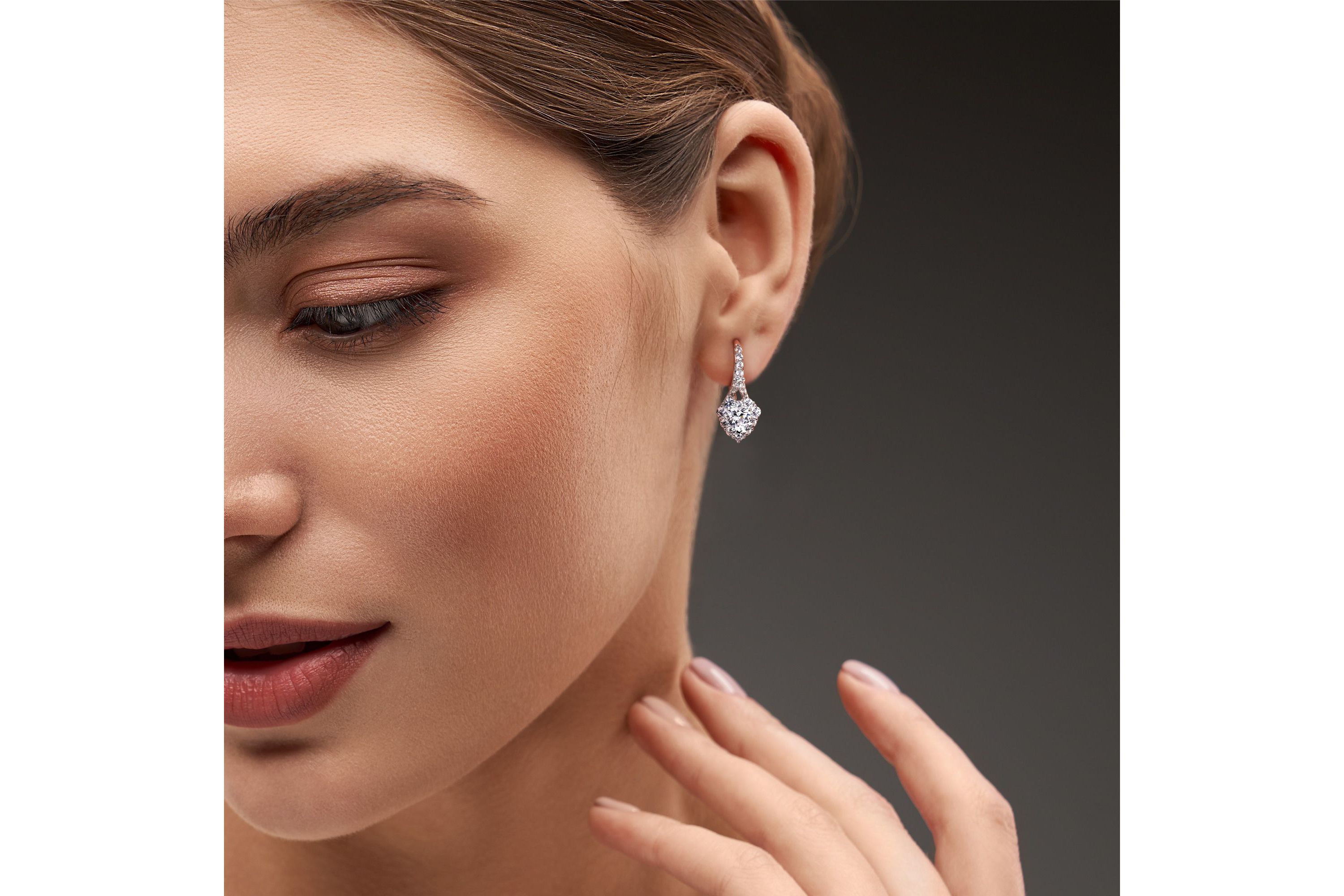 Lab Created 2.42 ct. t.g.w. Created White Sapphire Halo Heart Earrings in Sterling Silver