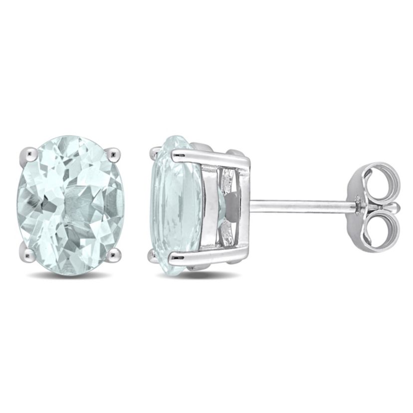 3 CT TGW Oval Aquamarine Earrings in Sterling Silver