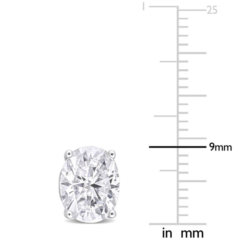 Lab Created 4 CT TGW Oval Created Moissanite Stud Earrings with Heart Detail in Sterling Silver