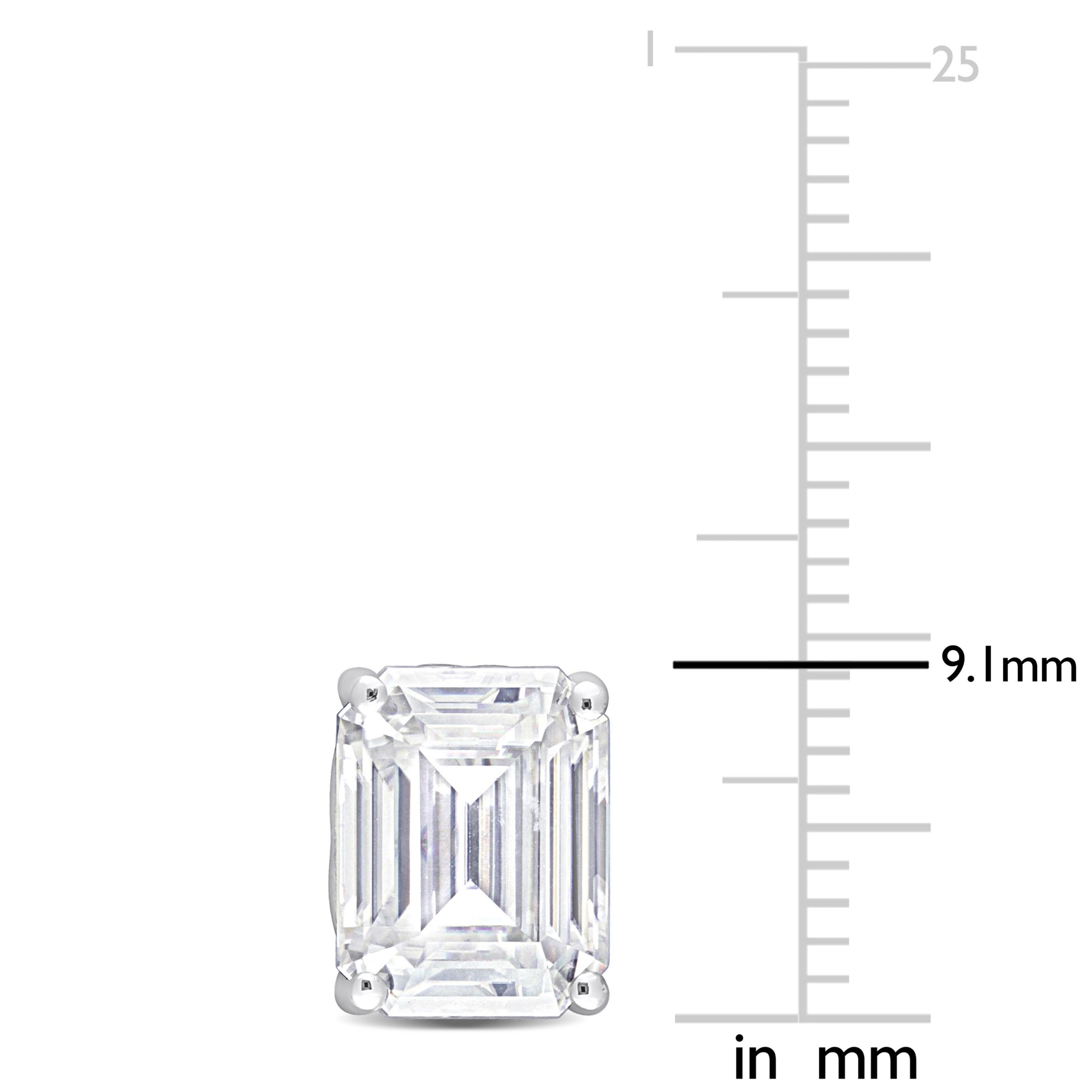 Lab Created 4.8 CT TGW Emerald Cut Created Moissanite Stud Earrings with Heart Detail in Sterling Silver