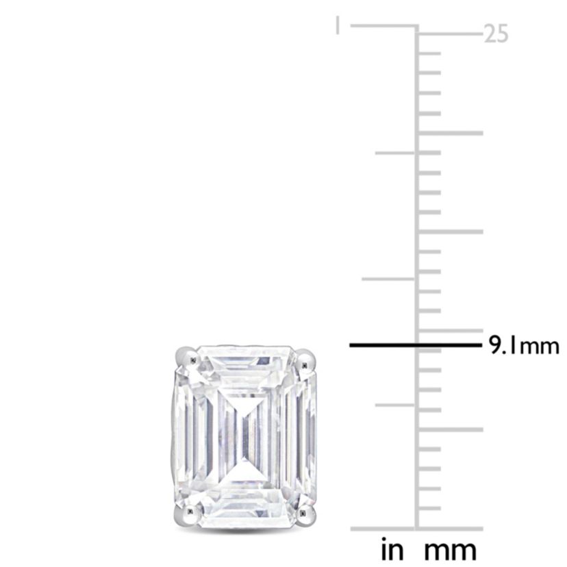Lab Created 4.8 CT TGW Emerald Cut Created Moissanite Stud Earrings with Heart Detail in Sterling Silver