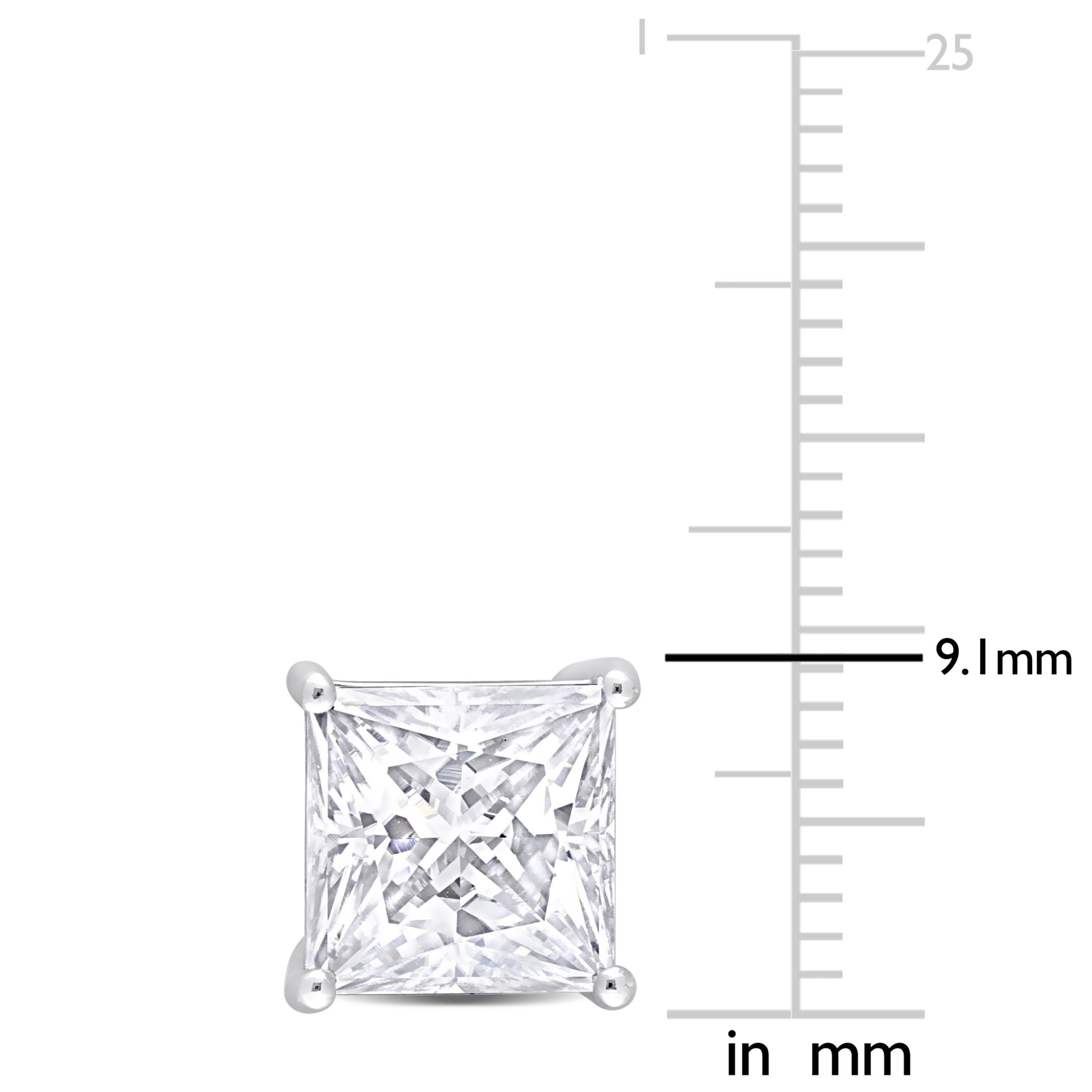 Lab Created 6 CT TGW Princess Cut Created Moissanite Stud Earrings in Sterling Silver