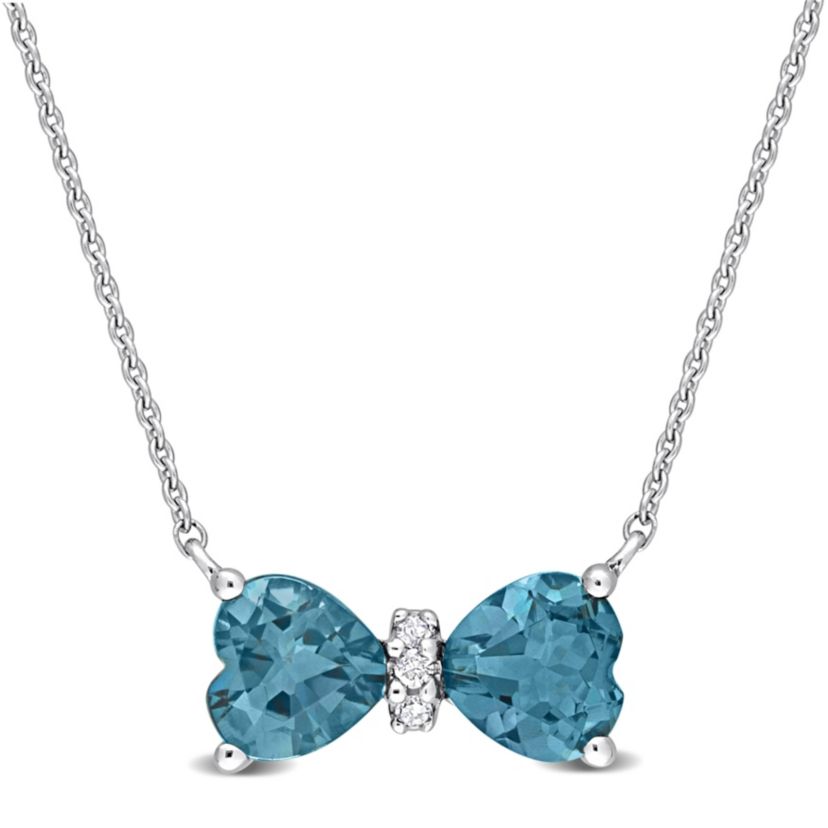 1 ct. t.g.w. London Blue Topaz and Diamond Accent Necklace in 10K White Gold