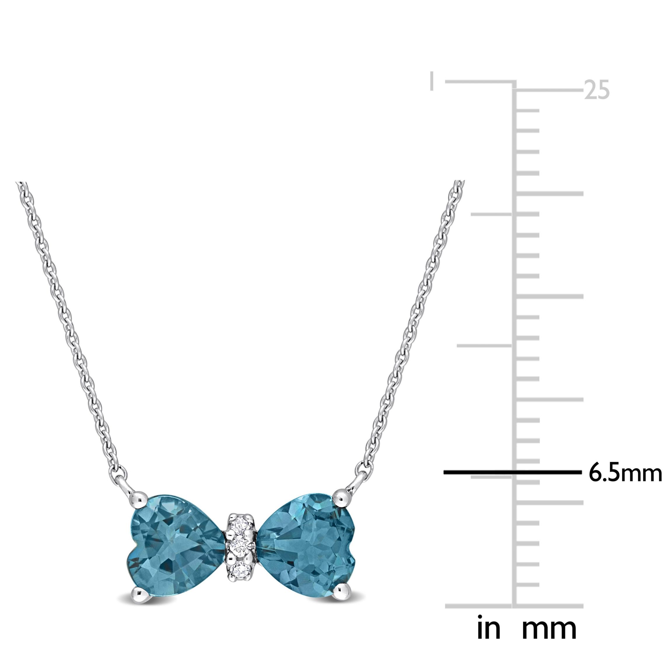 1 ct. t.g.w. London Blue Topaz and Diamond Accent Necklace in 10K White Gold