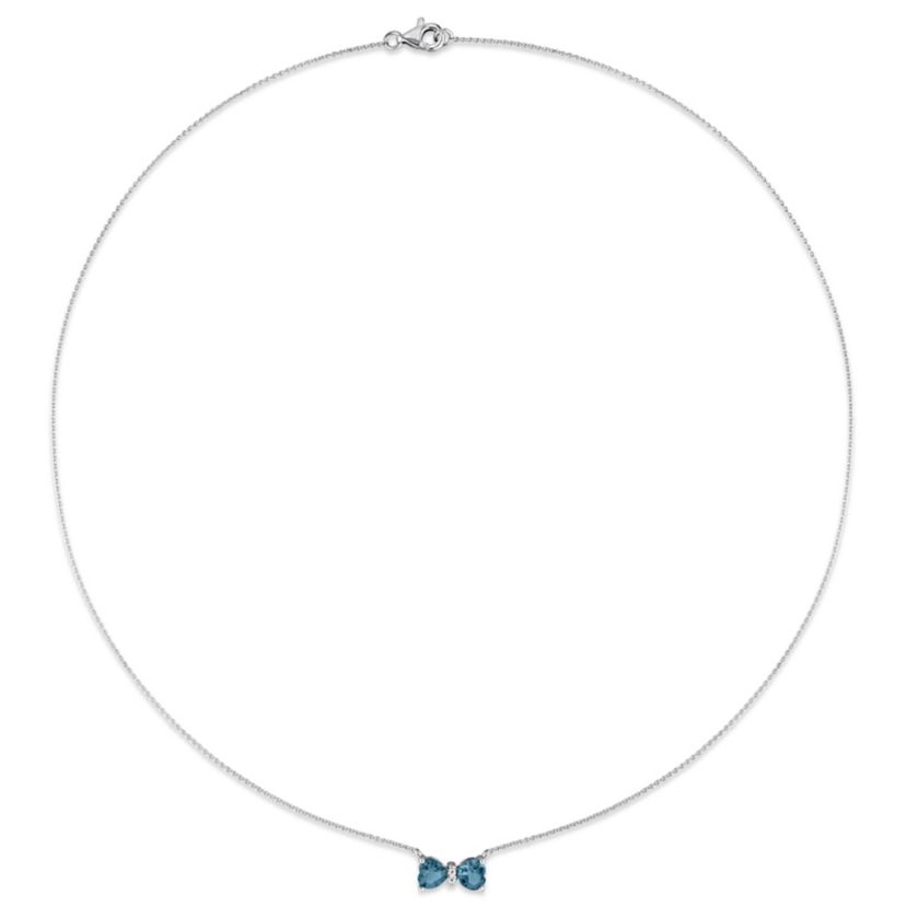 1 ct. t.g.w. London Blue Topaz and Diamond Accent Necklace in 10K White Gold