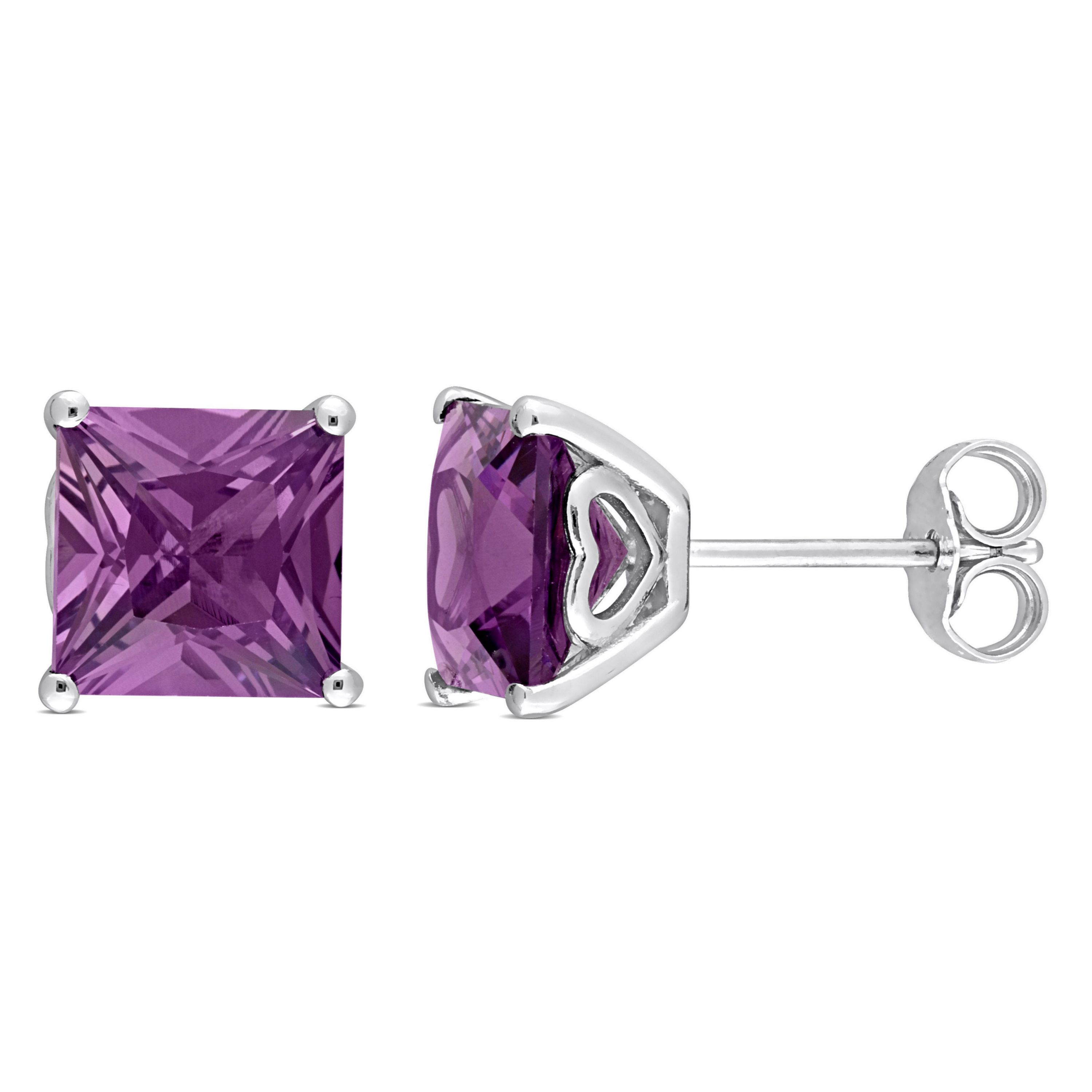 Lab Created 5.1 CT TGW Created Alexandrite Earrings Silver