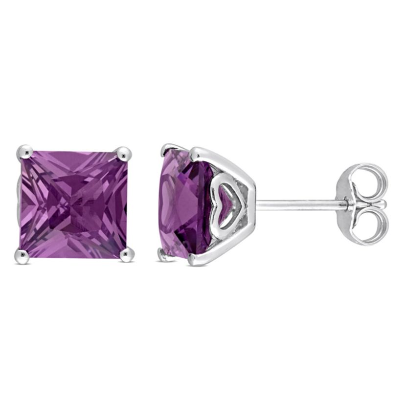 Lab Created 5.1 CT TGW Created Alexandrite Earrings Silver