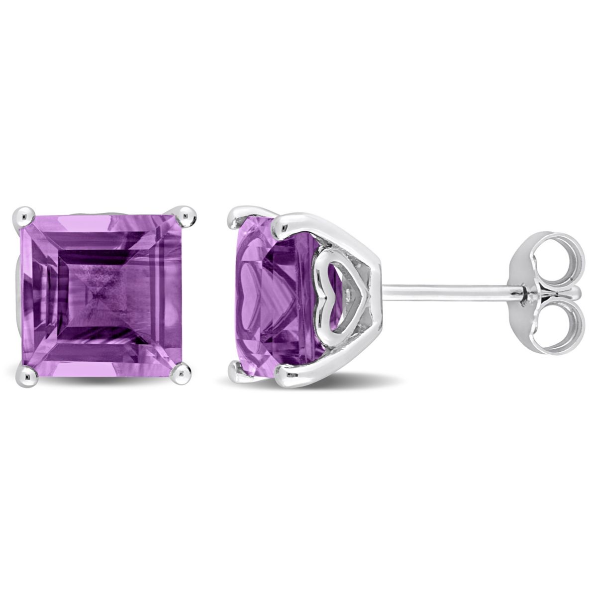 4.5 CT TGW Square Amethyst Earrings in Sterling Silver