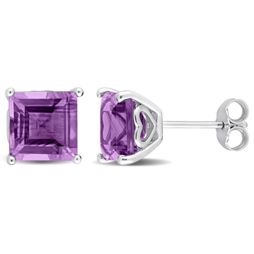 4.5 CT TGW Square Amethyst Earrings in Sterling Silver