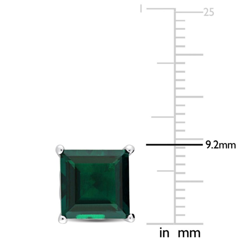 Lab Created 5.1 CT TGW Created Emerald Earrings Silver