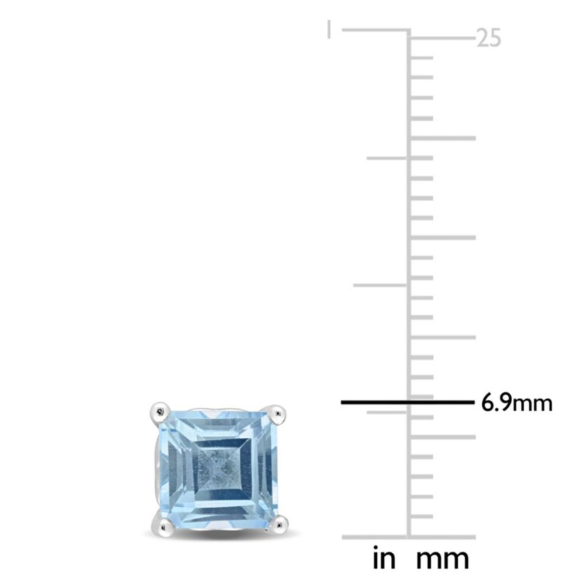 2.75 CT TGW Square Blue Topaz - Sky Earrings in Sterling Silver