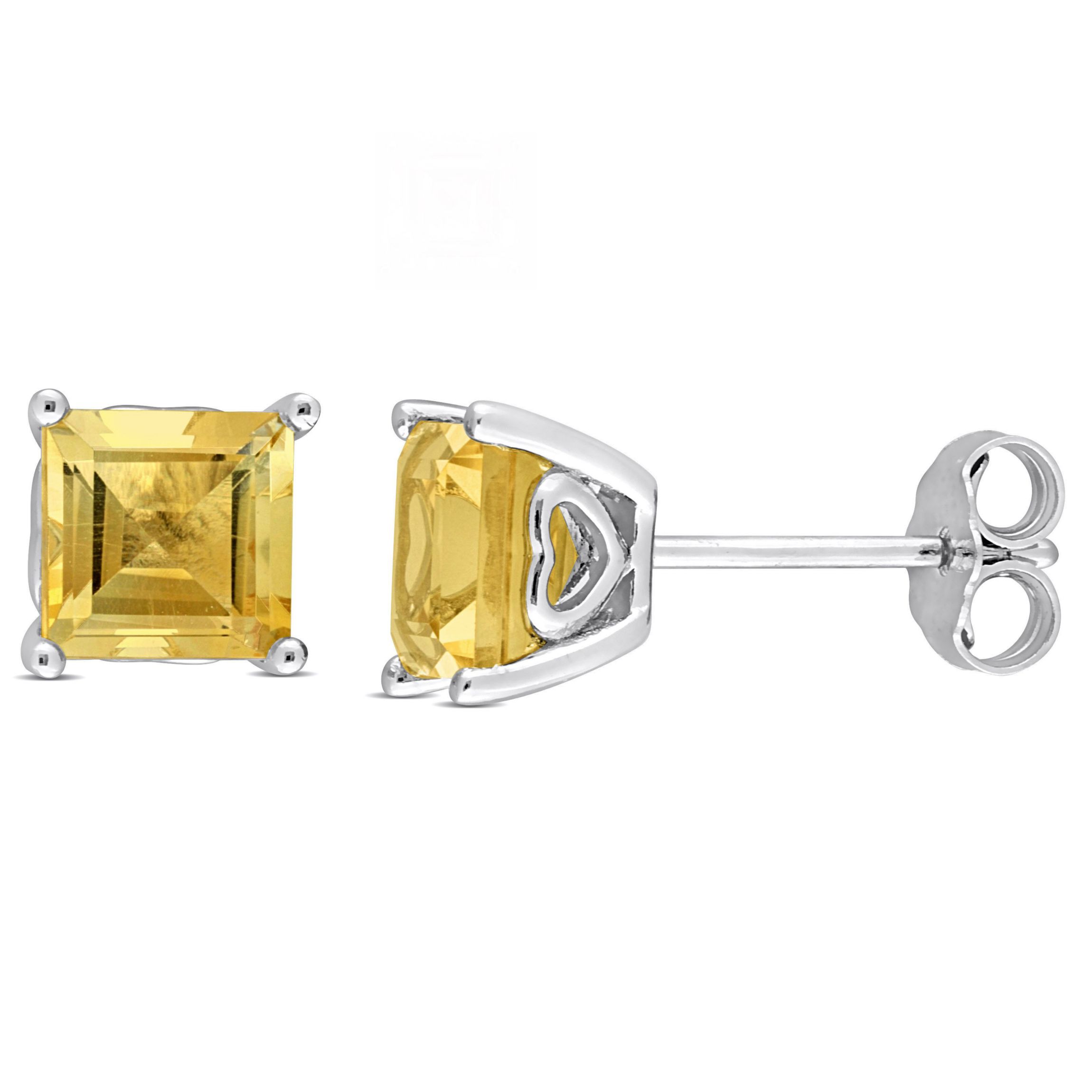 2.1 CT TGW Square Citrine Earrings in Sterling Silver