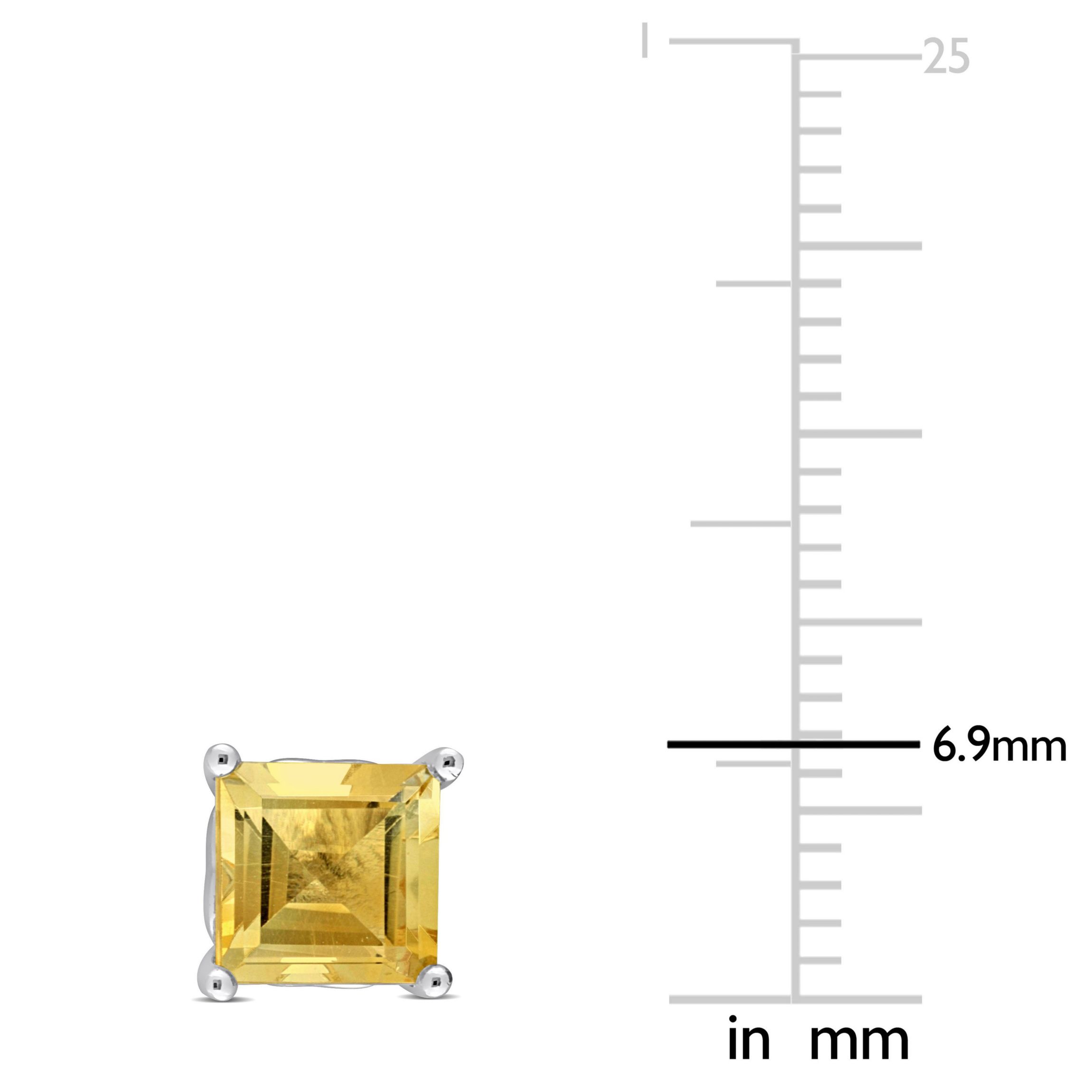 2.1 CT TGW Square Citrine Earrings in Sterling Silver