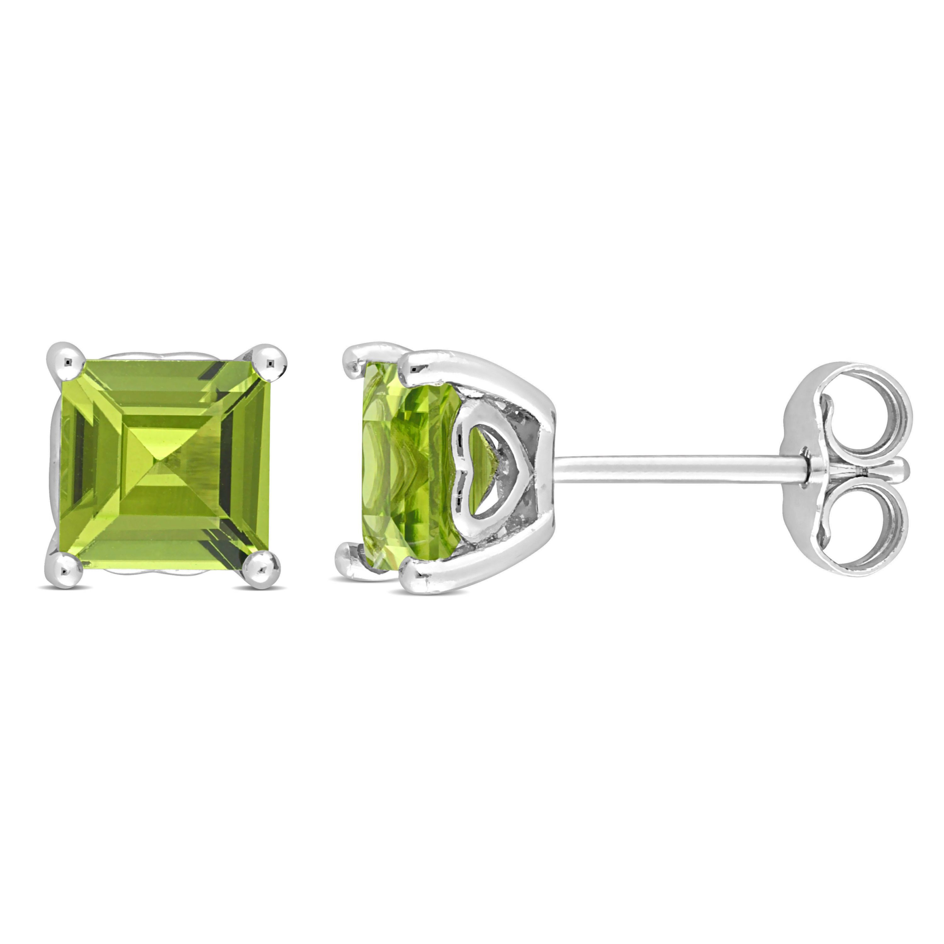 2.37 CT TGW Peridot Post Earrings Silver