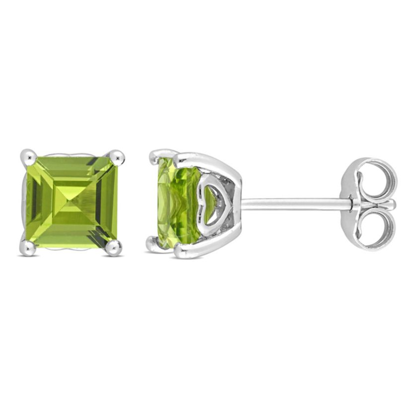 2.37 CT TGW Peridot Post Earrings Silver