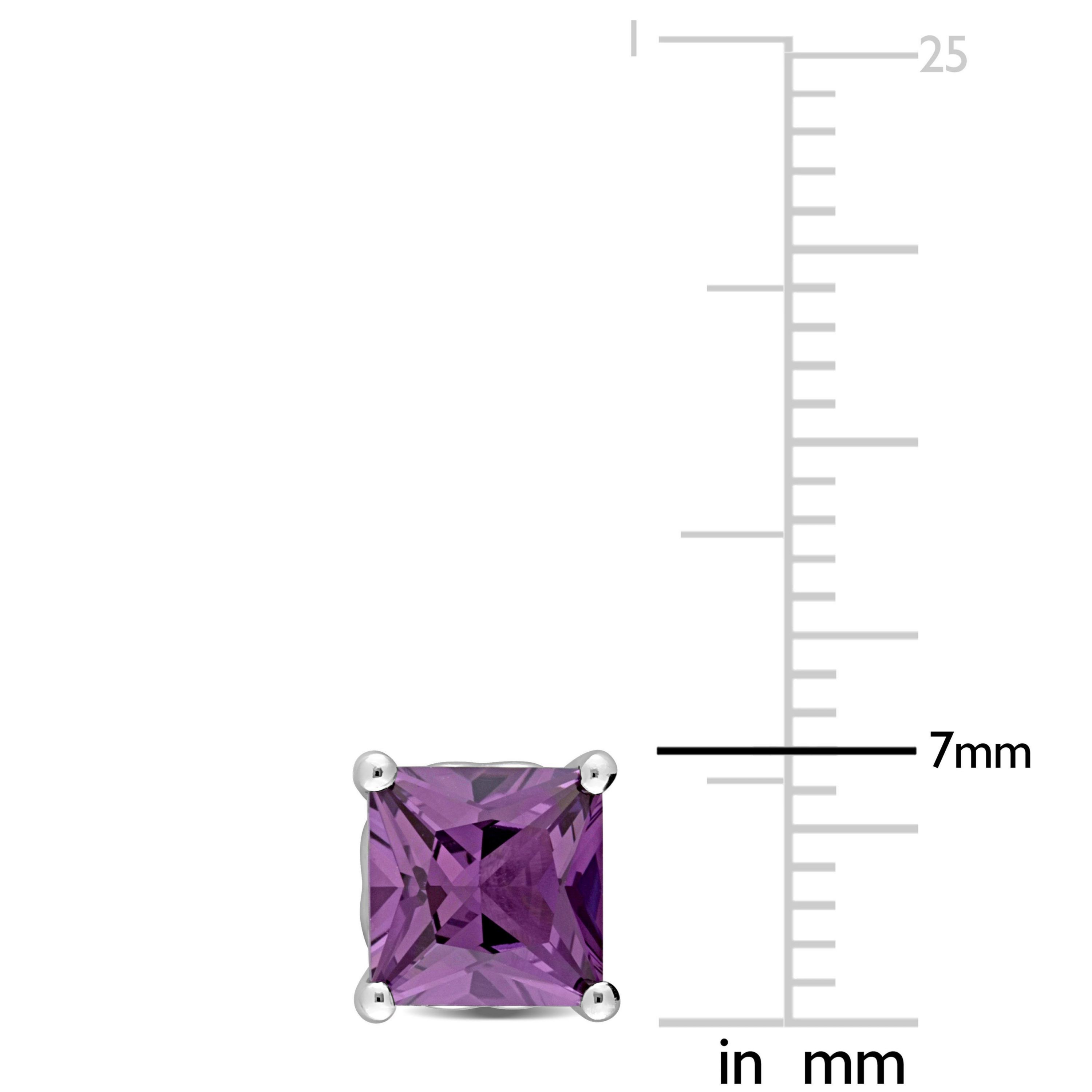 Lab Created 2 CT TGW Square Created Alexandrite Earrings in Sterling Silver