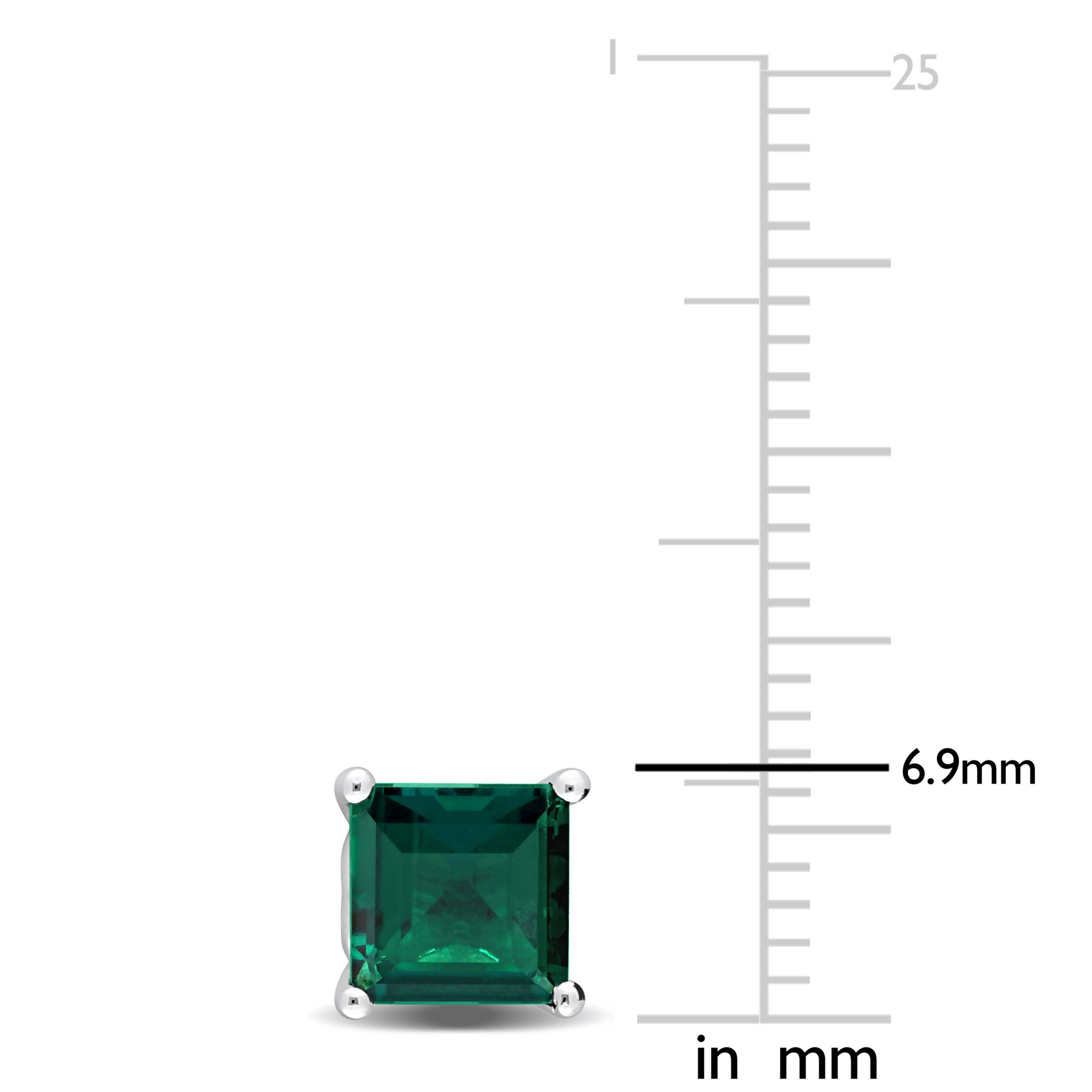 Lab Created 2.33 CT TGW Square-Cut Created Emerald Stud Earrings in Sterling Silver