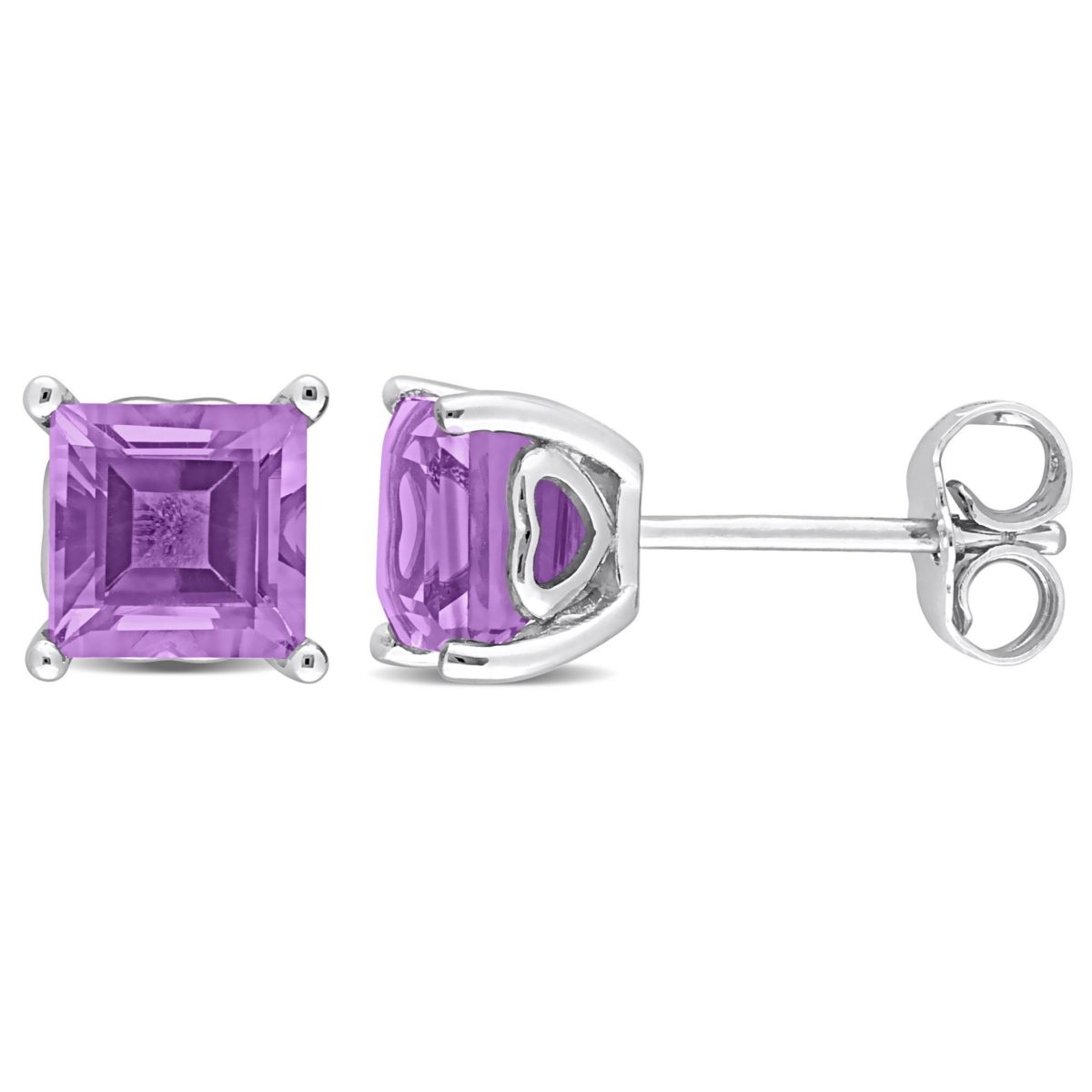 2 CT TGW Amethyst Post Earrings Silver