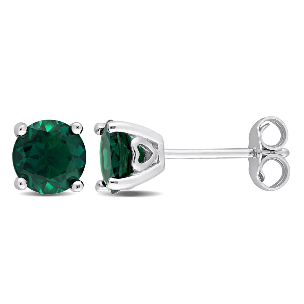 Lab Created 1.62 CT TGW Created Emerald Earrings in Sterling Silver