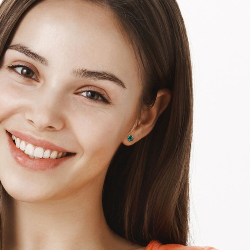 Lab Created 1.62 CT TGW Created Emerald Earrings in Sterling Silver