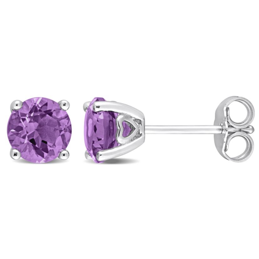 1.33 CT TGW Amethyst Stud Earrings in Sterling Silver