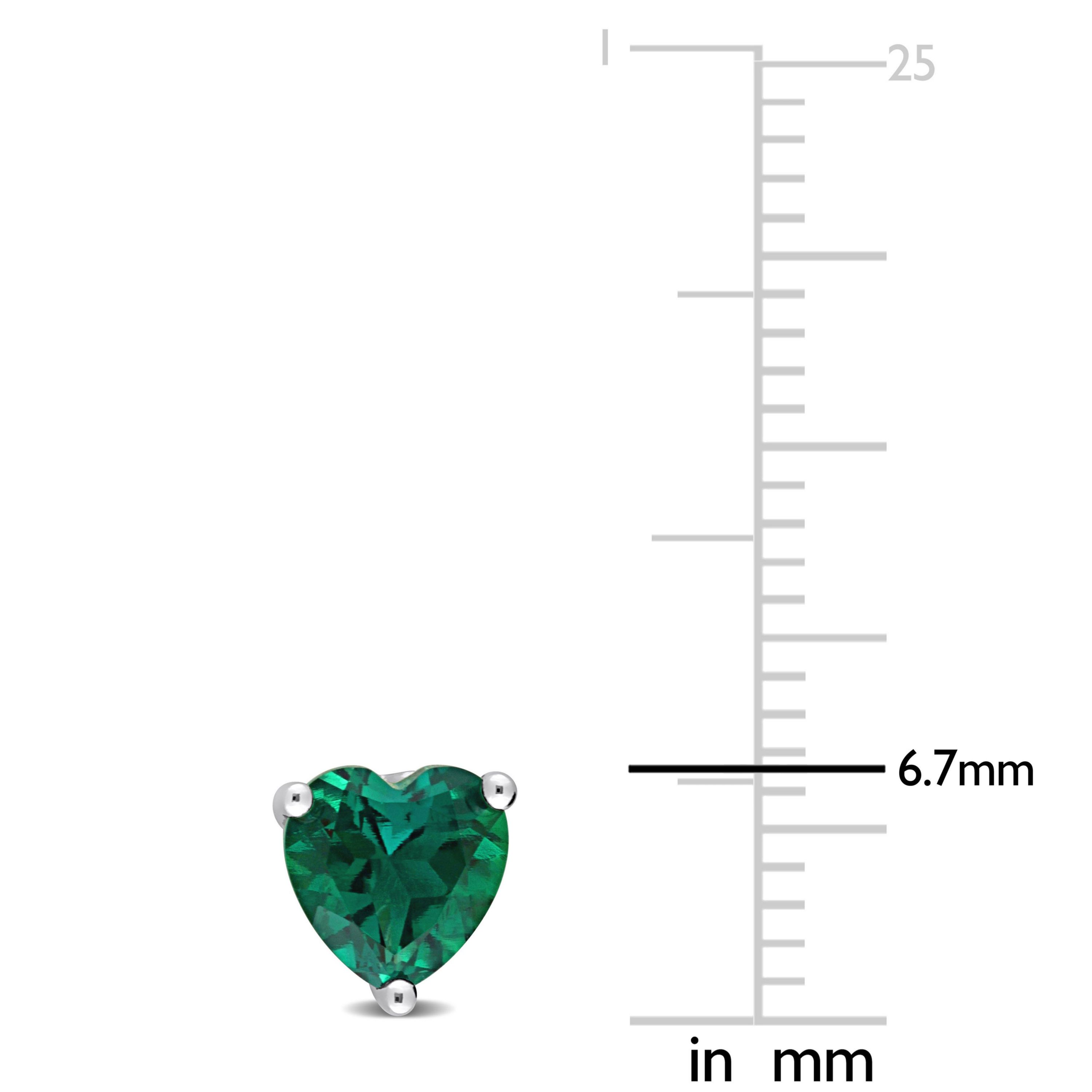 Lab Created 1.5 CT TGW Created Emerald Heart Earrings in Sterling Silver