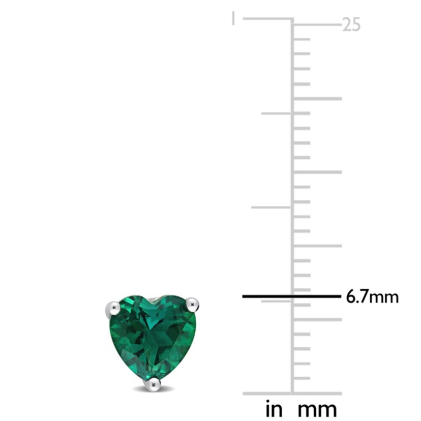 Lab Created 1.5 CT TGW Created Emerald Heart Earrings in Sterling Silver