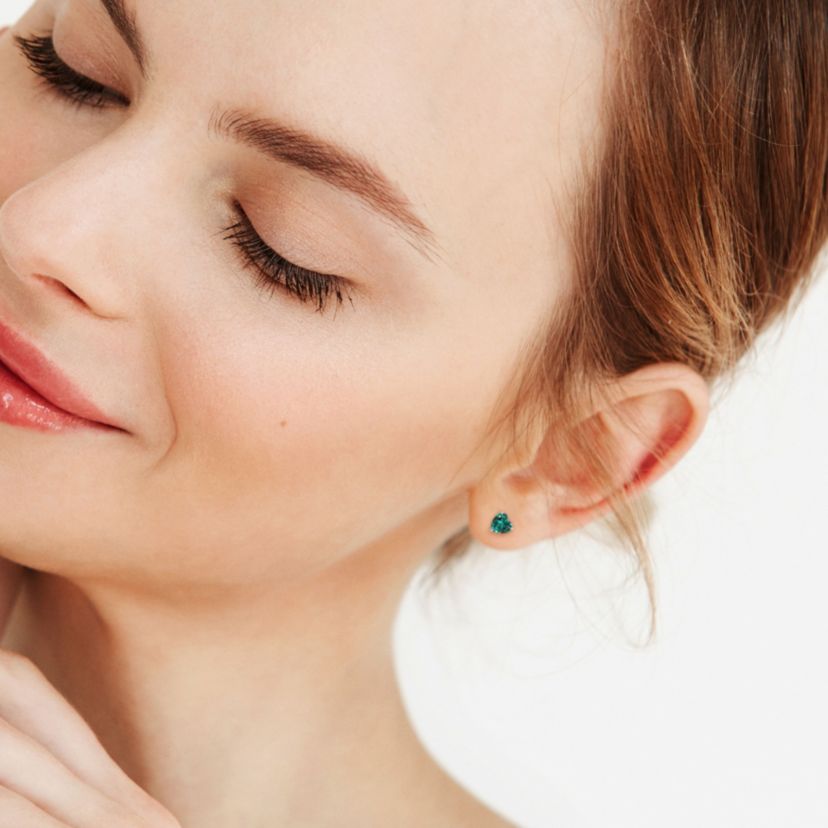 Lab Created 1.5 CT TGW Created Emerald Heart Earrings in Sterling Silver