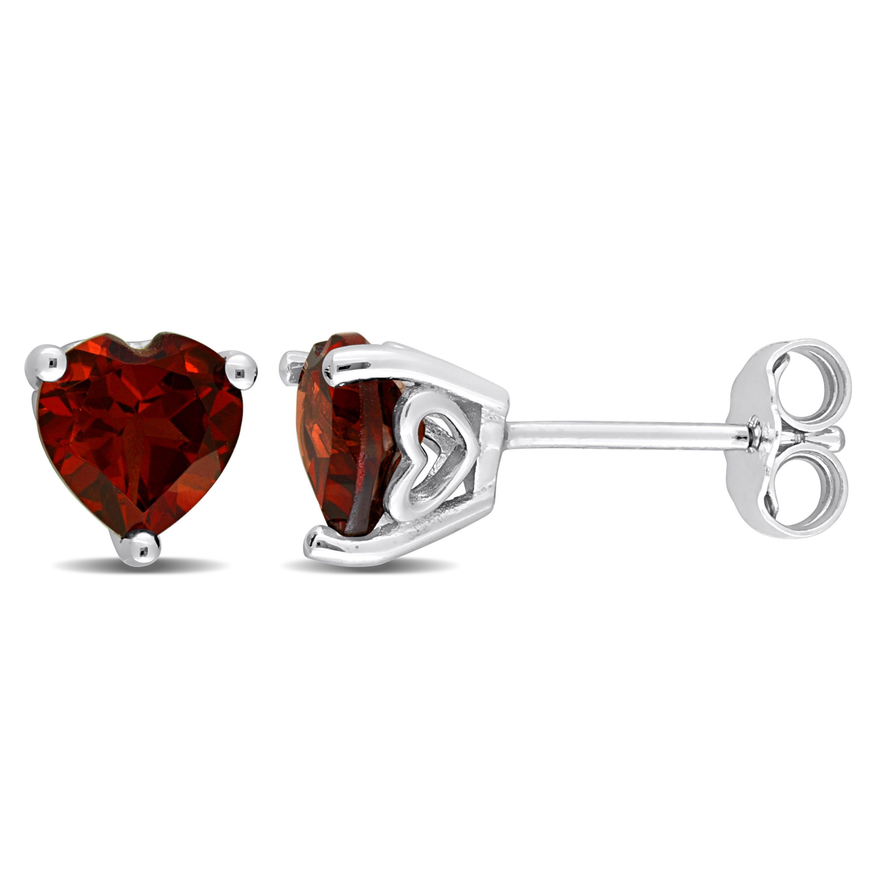 1 1/2 CT TGW Garnet Post Earrings Silver