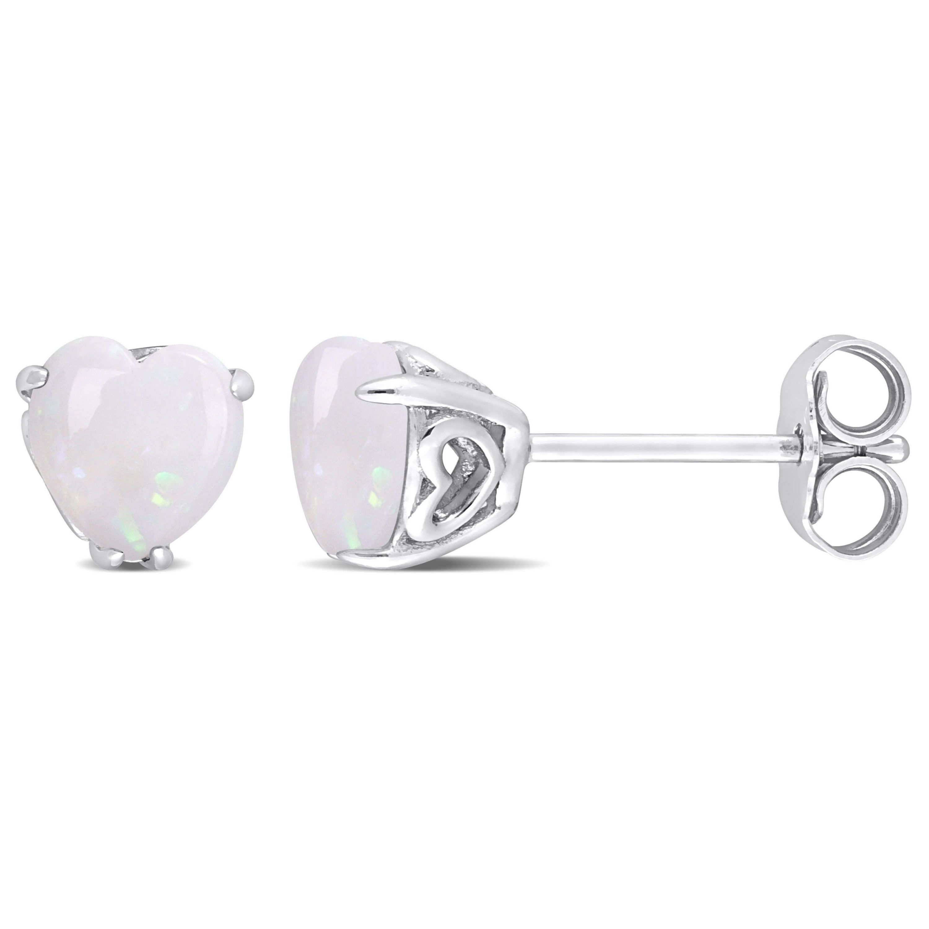 1 CT TGW Opal Post Earrings Silver
