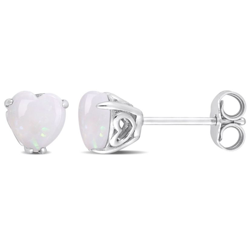 1 CT TGW Opal Post Earrings Silver