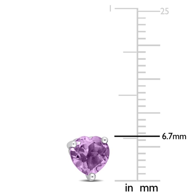 1.1 CT TGW Heart Shape Amethyst Earrings in Sterling Silver
