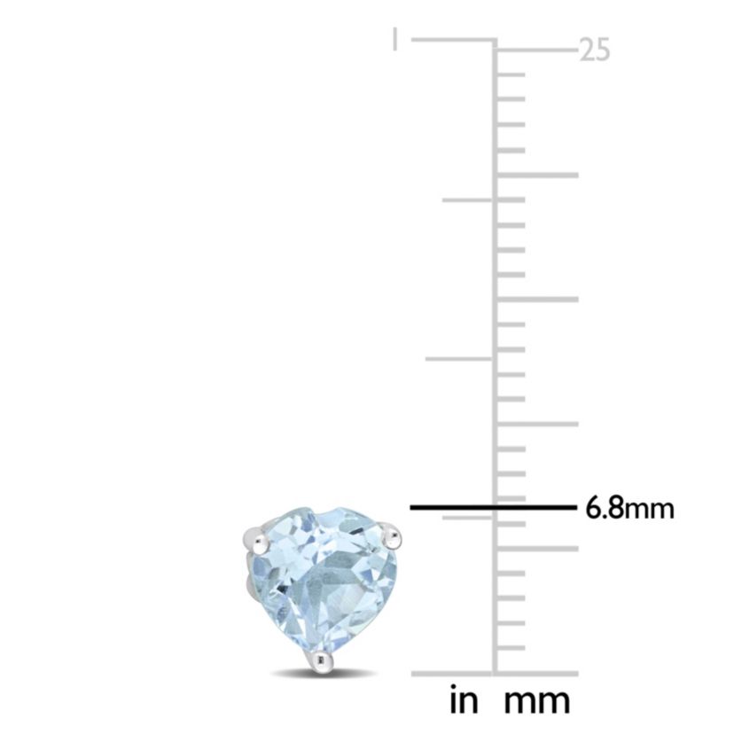 2 CT TGW Heart Shape Sky-Blue Topaz Stud Earrings in Sterling Silver