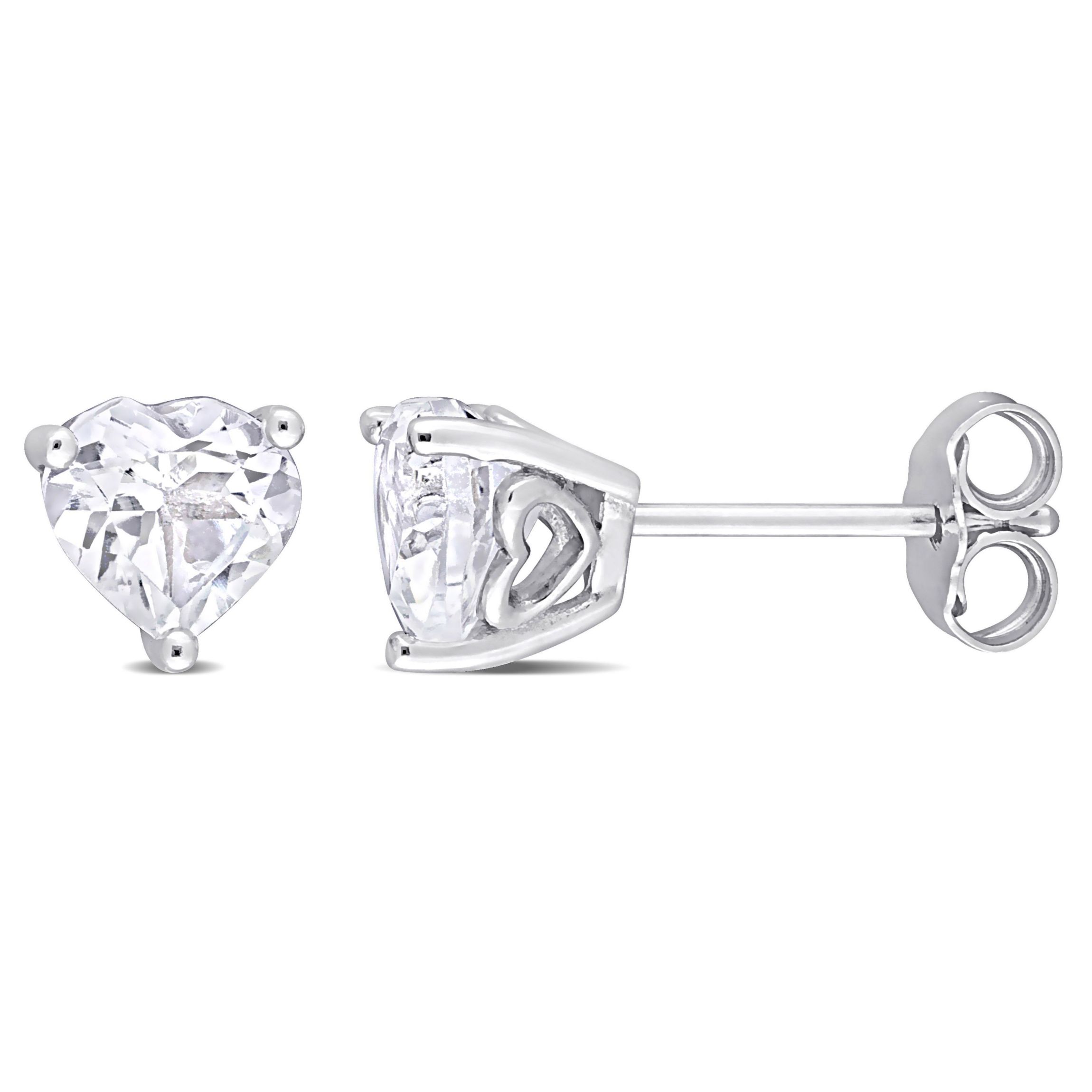 2 CT TGW Heart Shape White Topaz Earrings in Sterling Silver