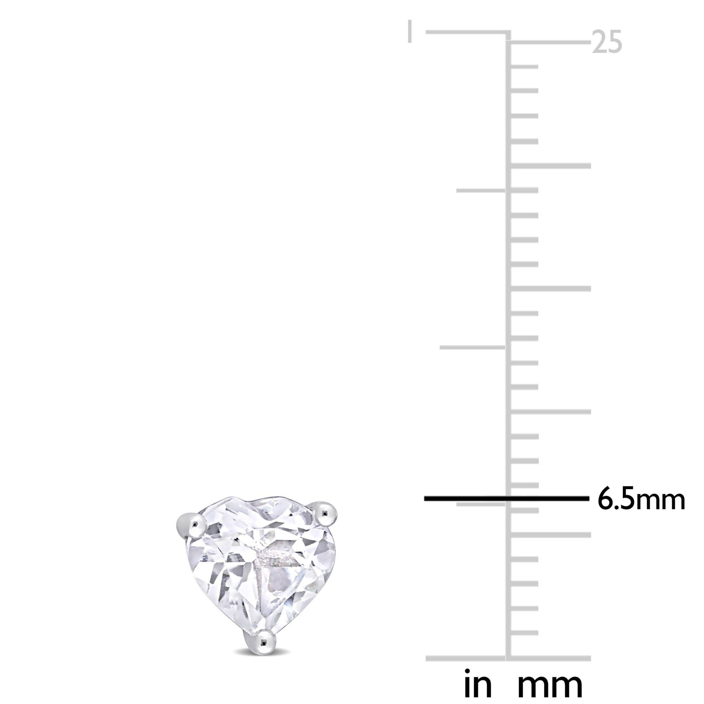 2 CT TGW Heart Shape White Topaz Earrings in Sterling Silver