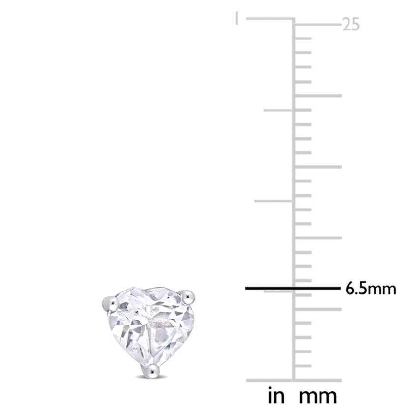2 CT TGW Heart Shape White Topaz Earrings in Sterling Silver