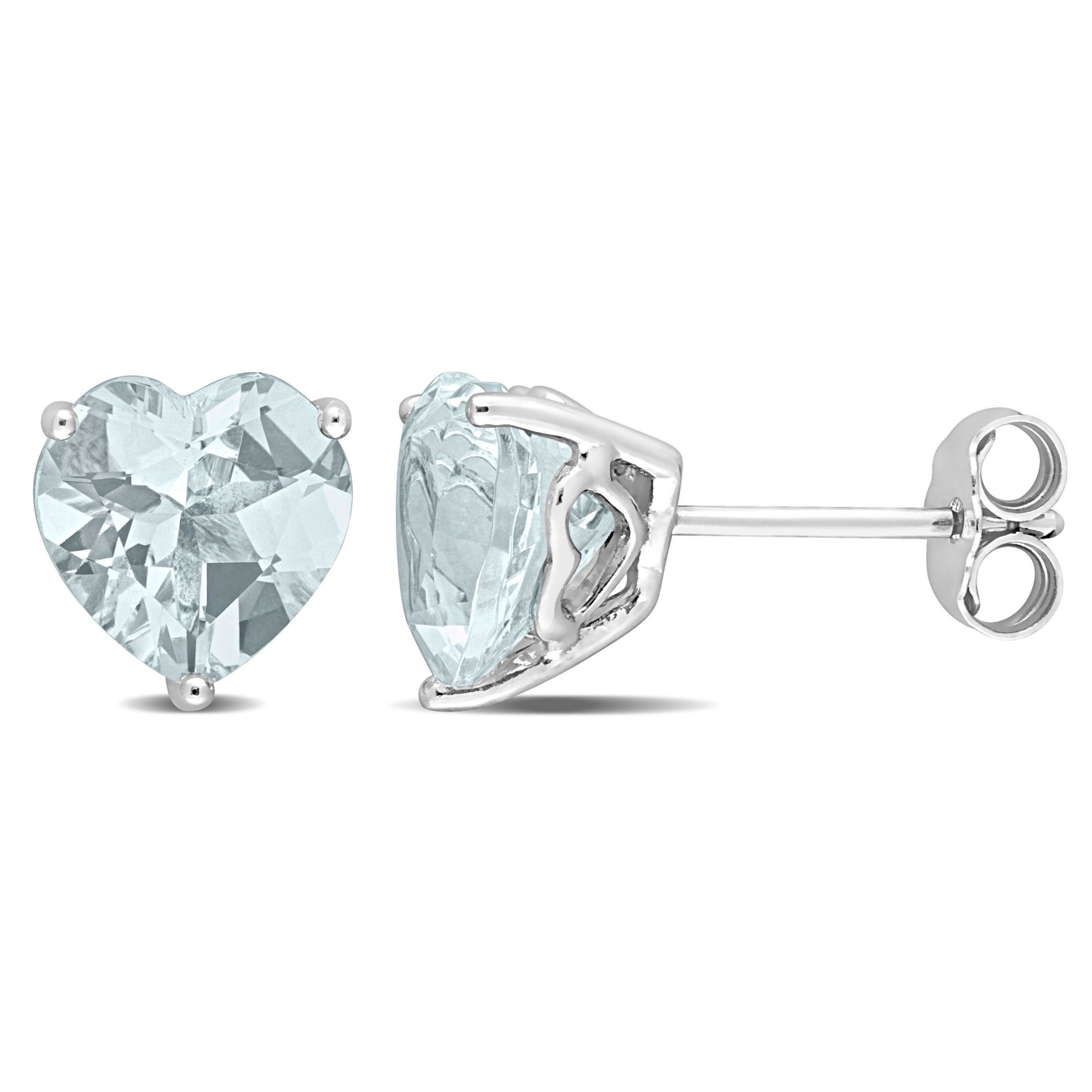 3 CT TGW Aquamarine Post Earrings Silver