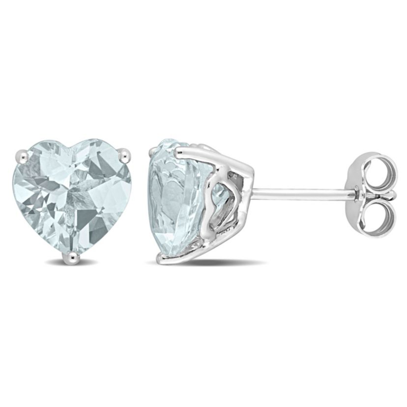 3 CT TGW Aquamarine Post Earrings Silver