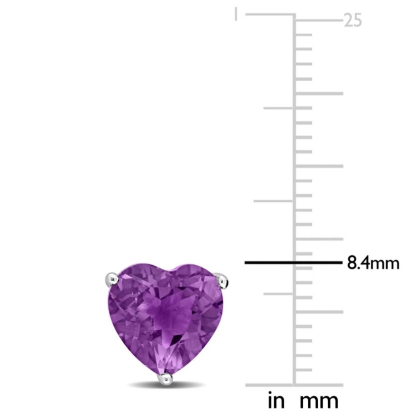 3.3 CT TGW Heart Shape Amethyst Stud Earrings in Sterling Silver