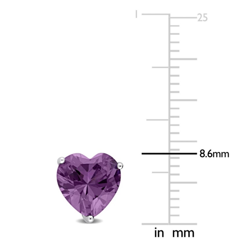 Lab Created 4.54 CT TGW Heart Shape Simulated Alexandrite Earrings in Sterling Silver