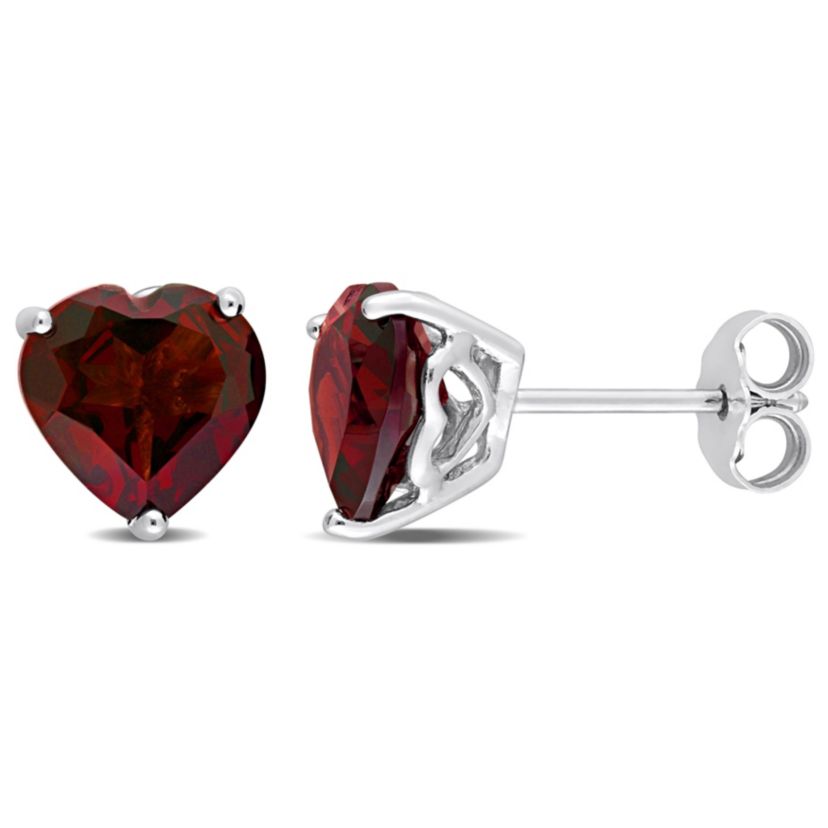 3.88 CT TGW Garnet Post Earrings Silver