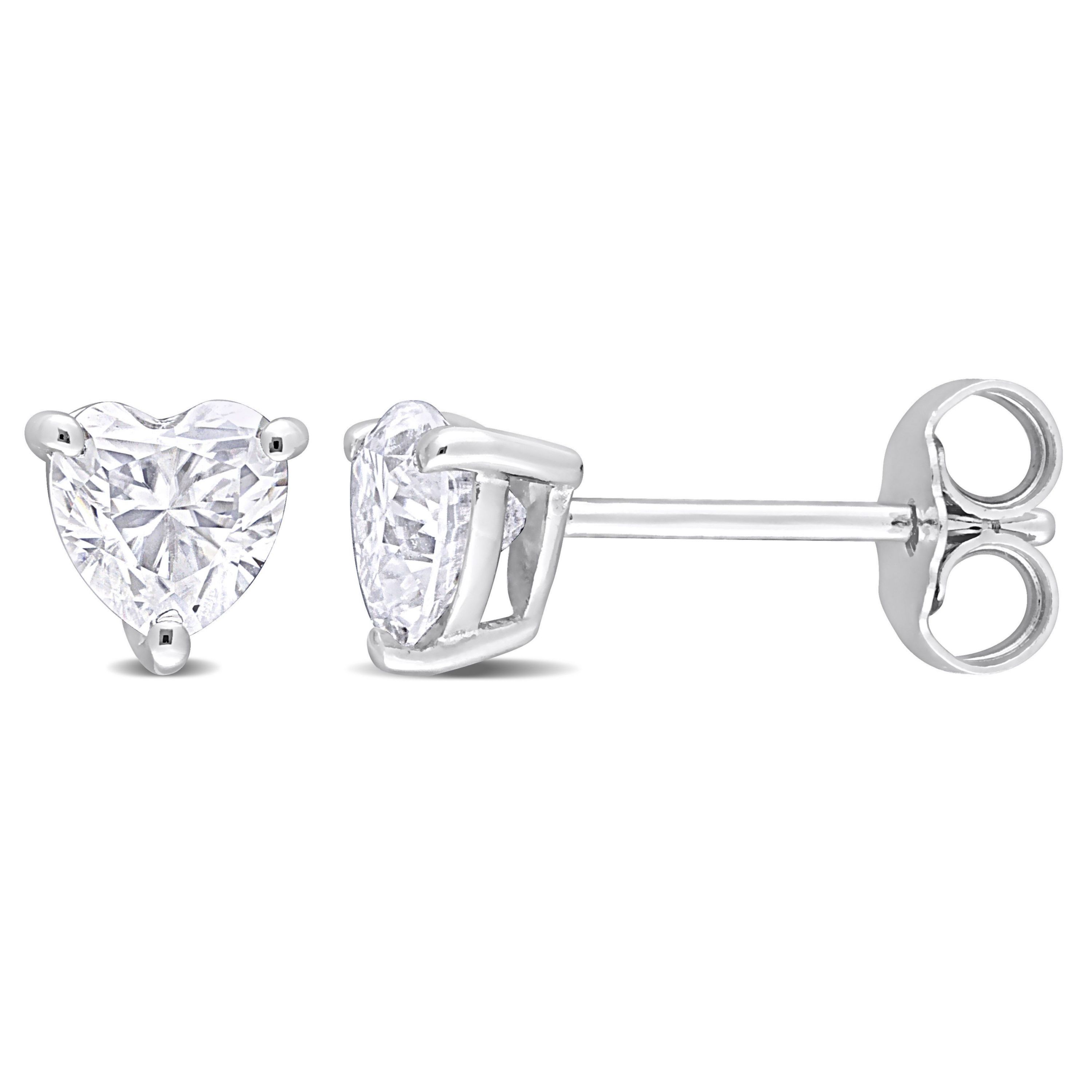 Lab Created 1 CT TGW Created Moissanite-White Post Earrings Silver