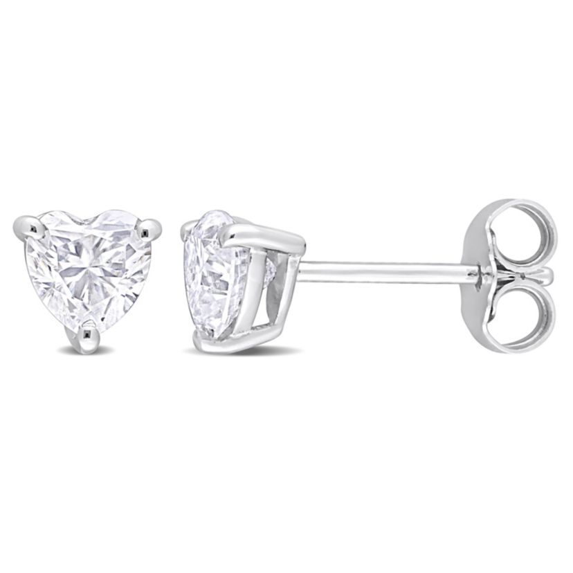 Lab Created 1 CT TGW Created Moissanite-White Post Earrings Silver