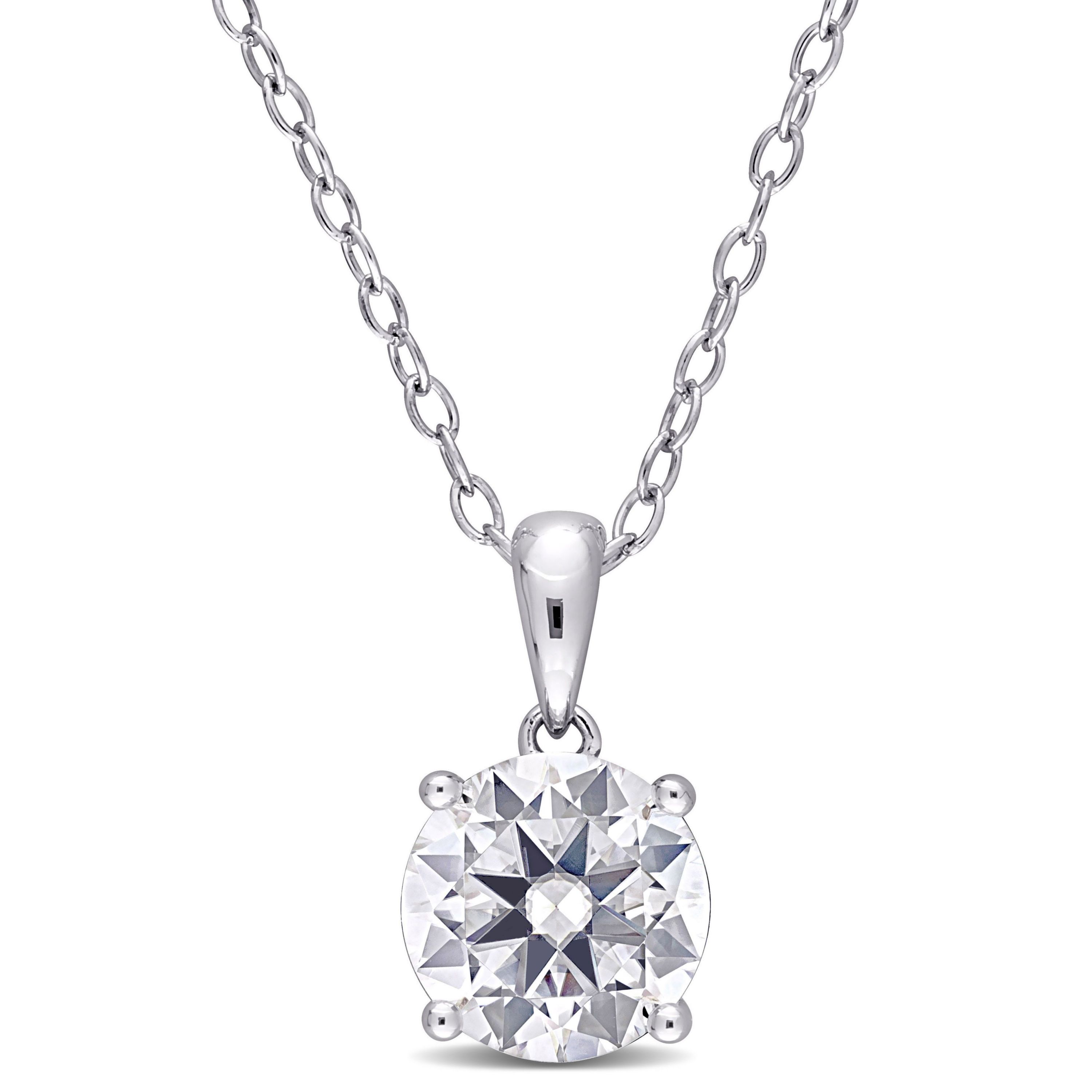 Lab Created 1.84 ct. t.g.w. Created Moissanite Solitaire Pendant with Chain in Sterling Silver