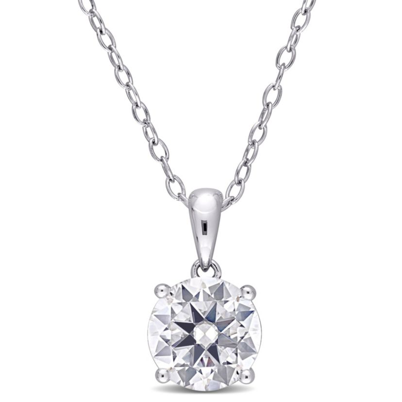 Lab Created 1.84 ct. t.g.w. Created Moissanite Solitaire Pendant with Chain in Sterling Silver