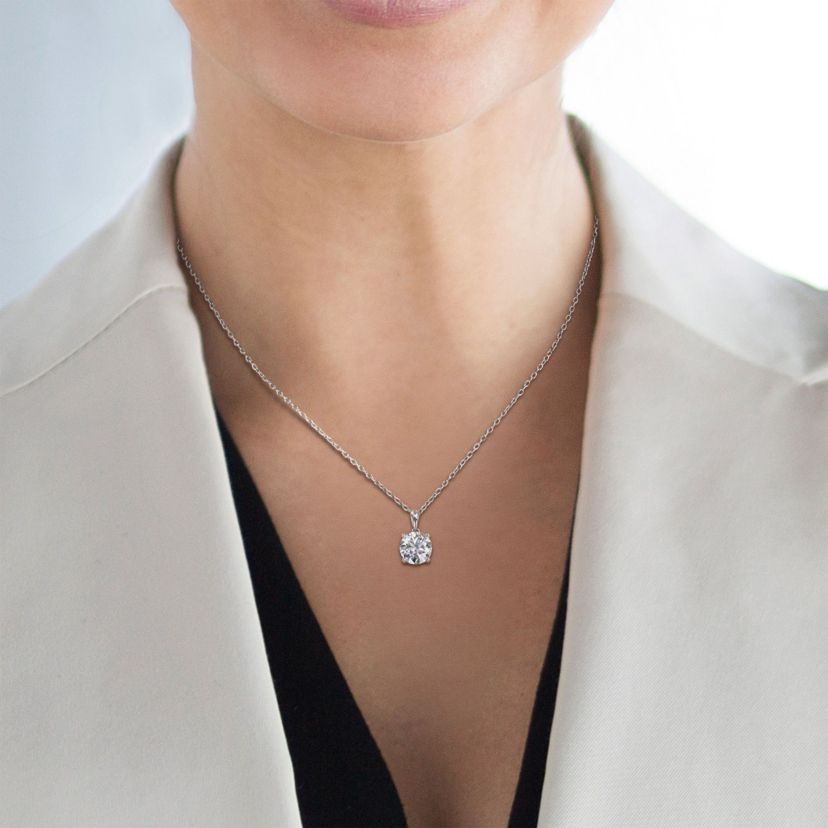 Lab Created 1.84 ct. t.g.w. Created Moissanite Solitaire Pendant with Chain in Sterling Silver